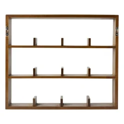 Xenos Kerstcadeaus|Vakkenkasten-Wandkastje voor 12 mokken - bruin - 45x38x9 cm