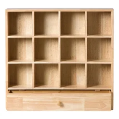 Xenos Kerstcadeaus|Vakkenkasten-Wandkastje voor mokken met lade - bruin - 53x50x10 cm