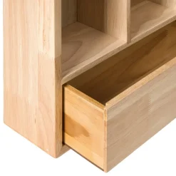 Xenos Kerstcadeaus|Vakkenkasten-Wandkastje voor mokken met lade - bruin - 53x50x10 cm