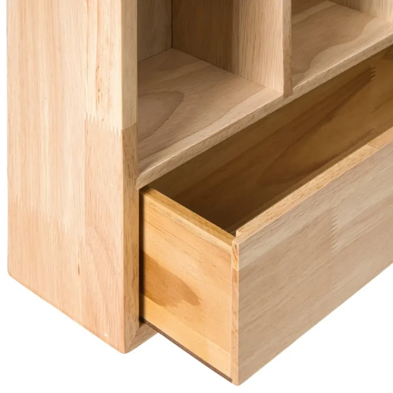 Xenos Kerstcadeaus|Vakkenkasten-Wandkastje voor mokken met lade - bruin - 53x50x10 cm