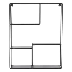 Xenos Kerstcadeaus|Wandkasten-Wandrek met vakken Quin - zwart - 50x40x11.5 cm