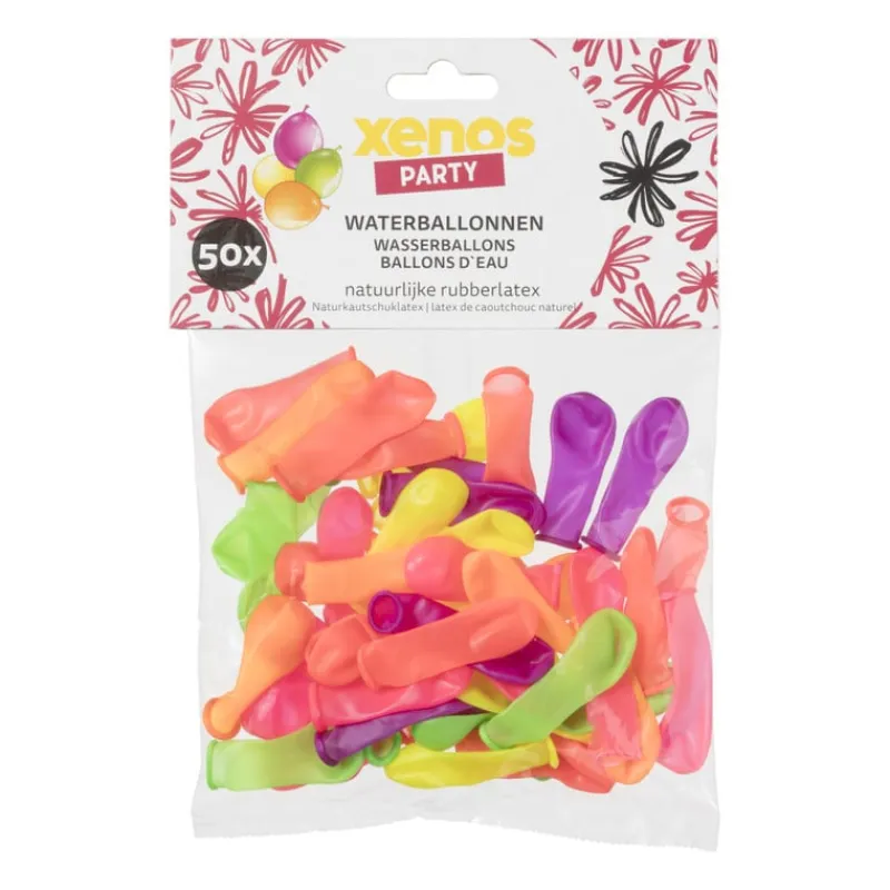 Xenos Ballonnen-Waterballonnen neon - multikleur - set van 50