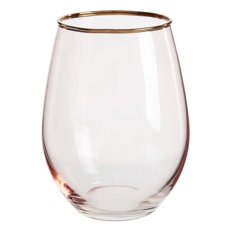 Xenos Waterglazen-Waterglas - roze/goud - 450 ml