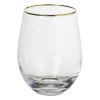 Xenos Waterglazen-Waterglas gouden rand - transparant - 450 ml