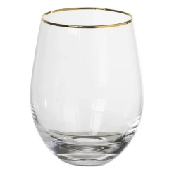 Xenos Waterglazen-Waterglas gouden rand - transparant - 450 ml