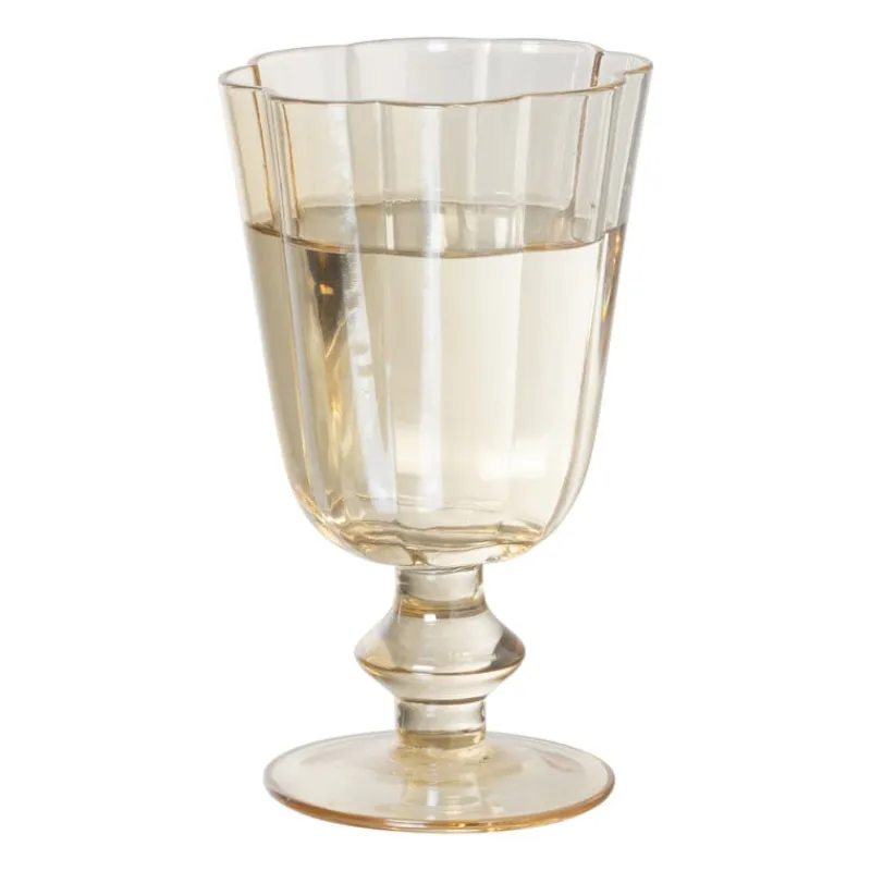 Xenos Waterglazen-Waterglas op stam geschulpt - goudkleurig - 250 ml