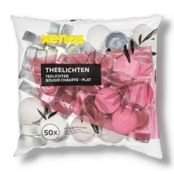 Xenos Waxinelichtjes-Waxinelichten - 6 branduren - set van 50