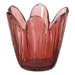 Xenos Waxinelichthouders-Waxinelichthouder bloem - rood - ø8.5x8 cm