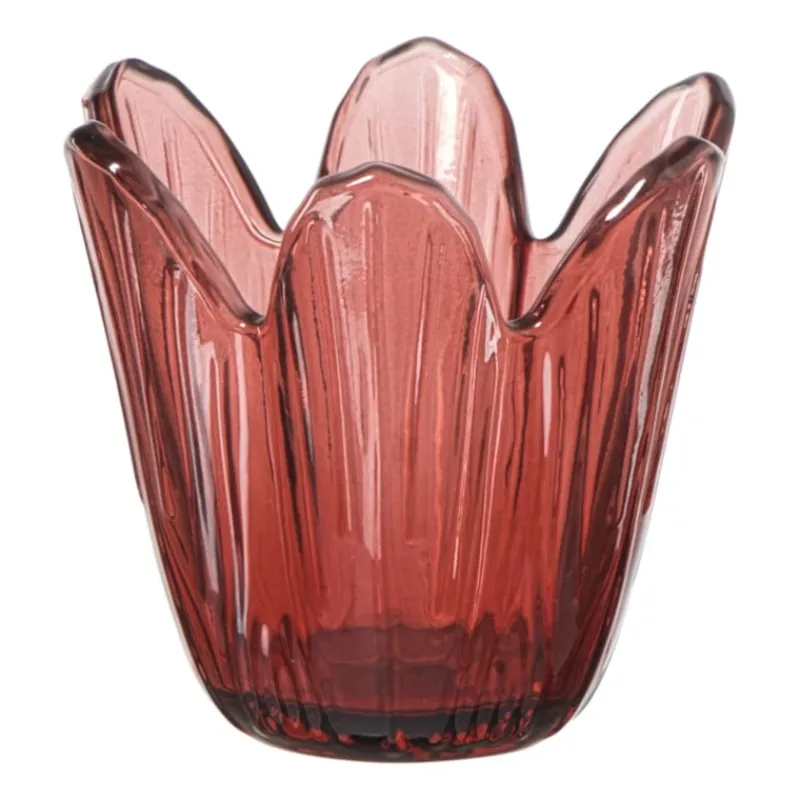 Xenos Waxinelichthouders-Waxinelichthouder bloem - rood - ø8.5x8 cm