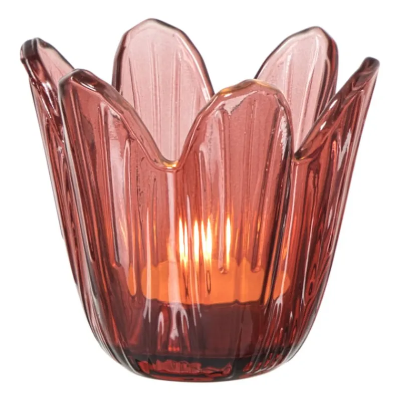 Xenos Waxinelichthouders-Waxinelichthouder bloem - rood - ø8.5x8 cm