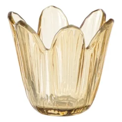 Xenos Waxinelichthouders-Waxinelichthouder bloem - geel - ø8.5x8 cm