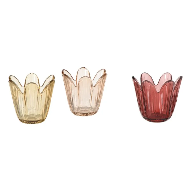 Xenos Waxinelichthouders-Waxinelichthouder bloem - geel - ø8.5x8 cm