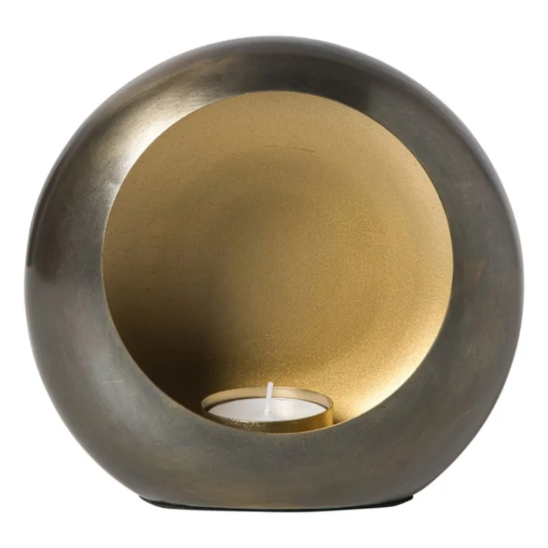 Xenos Kerstcadeaus|Waxinelichthouders-Waxinelichthouder brons - groot - 21x15x8.5 cm