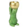 Xenos Waxinelichthouders-Waxinelichthouder haas - groen/goudkleurig - 8.5x13x6.5 cm