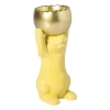 Xenos Waxinelichthouders-Waxinelichthouder haas - geel/goudkleurig - 8.5x13x6.5 cm