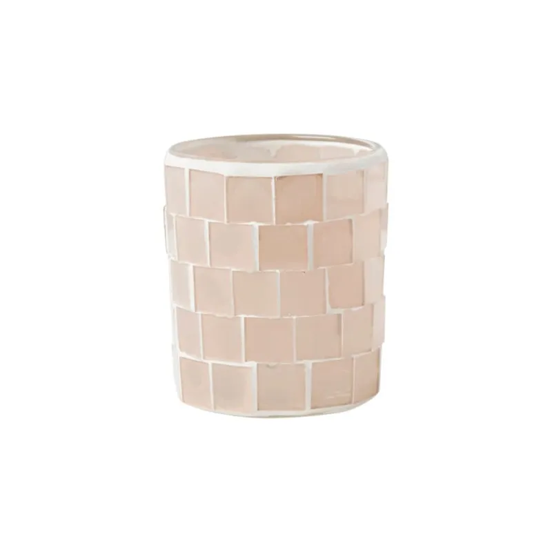 Xenos Waxinelichthouders-Waxinelichthouder Mozaïek - beige - ø7.3x8.5 cm