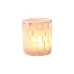 Xenos Waxinelichthouders-Waxinelichthouder Mozaïek - beige - ø7.3x8.5 cm