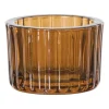 Xenos Waxinelichthouders-Waxinelichthouder ribbel - bruin - ø5.5x3.7 cm