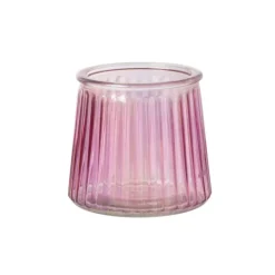 Xenos Waxinelichthouders-Waxinelichthouder roze - glas - ø8.3x7.3 cm