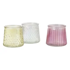 Xenos Waxinelichthouders-Waxinelichthouder roze - glas - ø8.3x7.3 cm