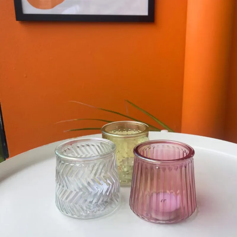 Xenos Waxinelichthouders-Waxinelichthouder roze - glas - ø8.3x7.3 cm