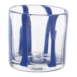 Xenos Waxinelichthouders-Waxinelichthouder streep - blauw - ø10x10 cm