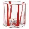 Xenos Waxinelichthouders-Waxinelichthouder streep - rood - ø10x10 cm