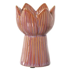 Xenos Waxinelichthouders-Waxinelichthouder tulp klein - roze - ø8x12 cm