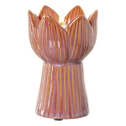 Xenos Waxinelichthouders-Waxinelichthouder tulp klein - roze - ø8x12 cm