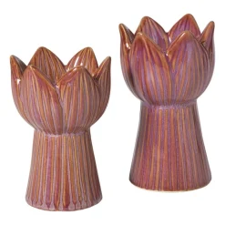 Xenos Waxinelichthouders-Waxinelichthouder tulp klein - roze - ø8x12 cm