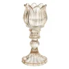 Xenos Waxinelichthouders-Waxinelichthouder tulp Nathalie - oker - ø7.8x14 cm