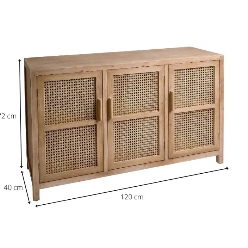Xenos Tv Meubels|Kast Met Deuren-Webbing dressoir Bandung - naturel - 72x120x40 cm