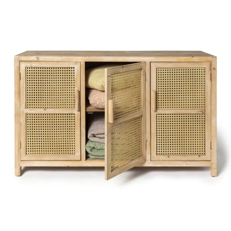 Xenos Tv Meubels|Kast Met Deuren-Webbing dressoir Bandung - naturel - 72x120x40 cm
