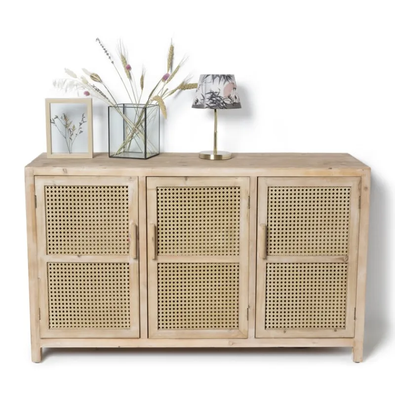 Xenos Tv Meubels|Kast Met Deuren-Webbing dressoir Bandung - naturel - 72x120x40 cm