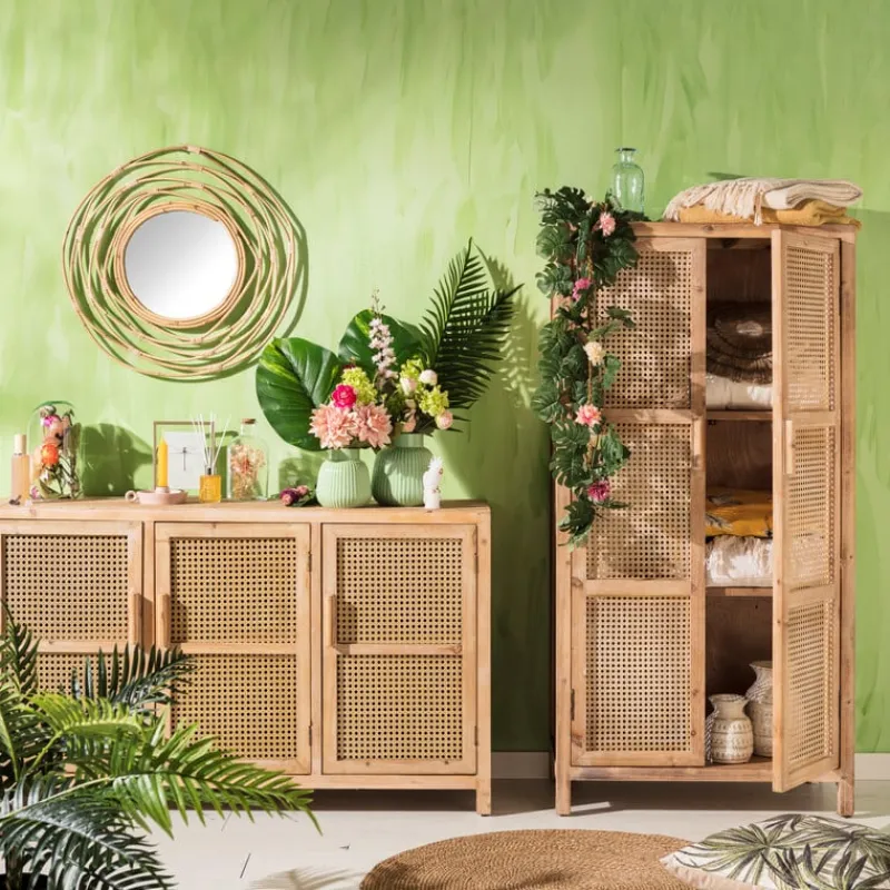 Xenos Tv Meubels|Kast Met Deuren-Webbing dressoir Bandung - naturel - 72x120x40 cm