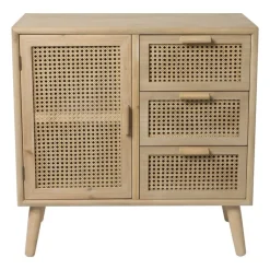 Xenos Dressoir|Ladekasten-Webbing Java kast met 1 deur en 3 laden - 75x74.5x35 cm