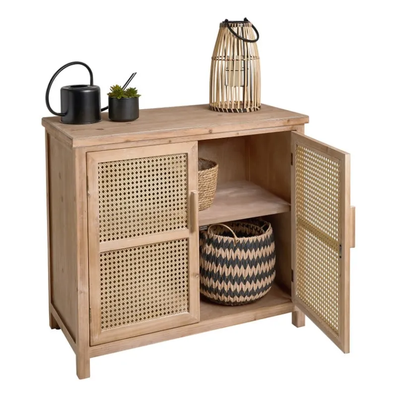 Xenos Kast Met Deuren-Webbing kast Bandung - naturel - 72x80.5x39 cm