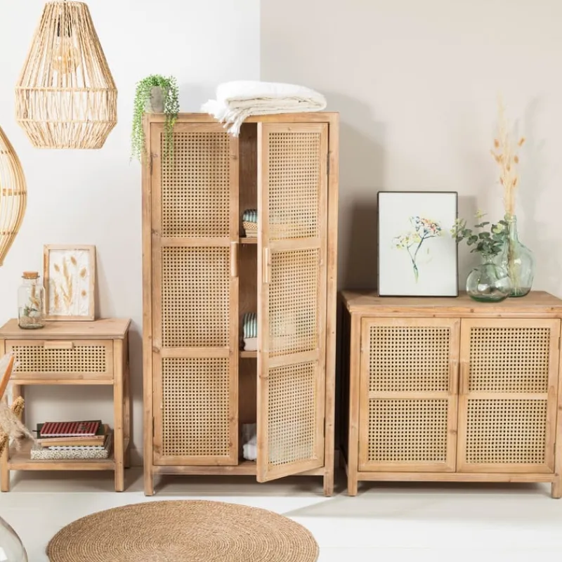 Xenos Kast Met Deuren-Webbing kast Bandung - naturel - 72x80.5x39 cm