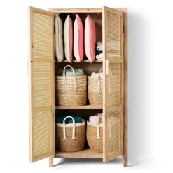 Xenos Kast Met Deuren-Webbing kast Bandung hoog - naturel - 140x70x40 cm