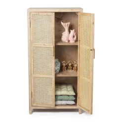 Xenos Kast Met Deuren-Webbing kast Bandung hoog - naturel - 140x70x40 cm