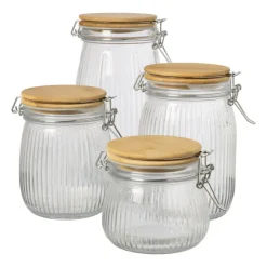 Xenos Voorraadpotten-Weckpot met bamboe deksel - 1.5 liter