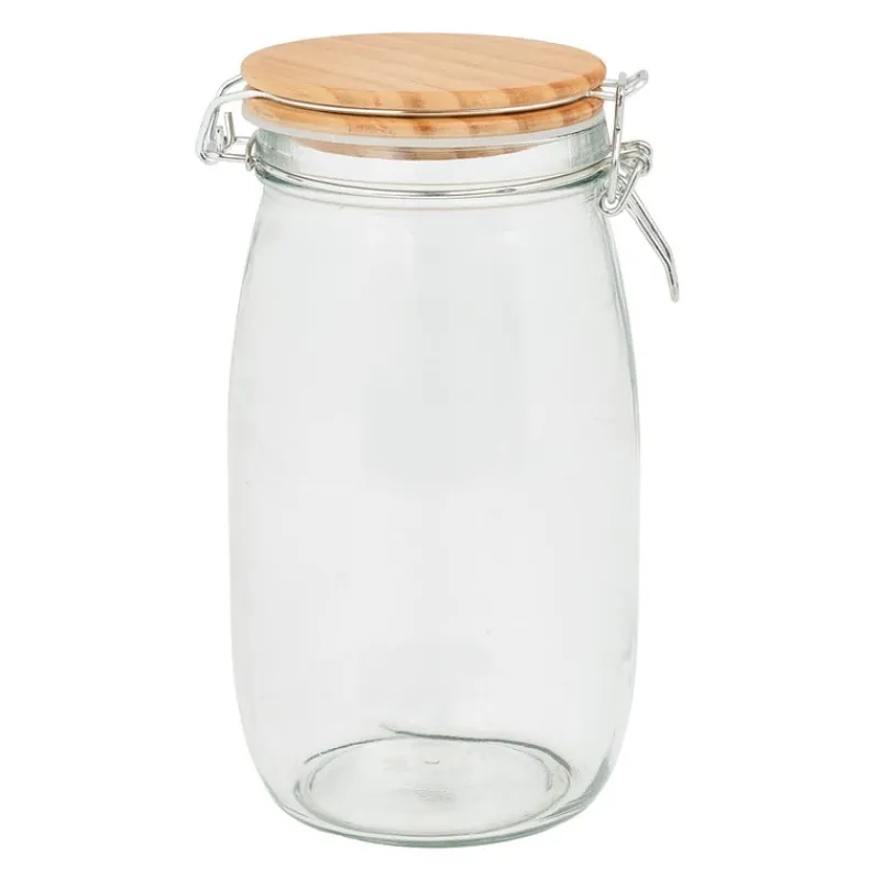 Xenos Voorraadpotten-Weckpot met houten deksel - 1.5 liter