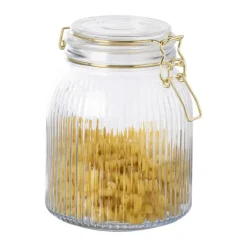 Xenos Voorraadpotten-Weckpot ribbel met gouden deksel - 1.2 liter
