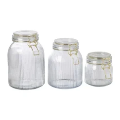 Xenos Voorraadpotten-Weckpot ribbel met gouden deksel - 1.2 liter