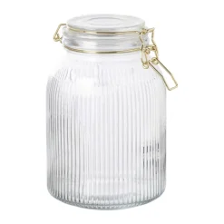 Xenos Voorraadpotten-Weckpot ribbel met gouden deksel - 1.7 liter