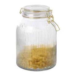 Xenos Voorraadpotten-Weckpot ribbel met gouden deksel - 1.7 liter