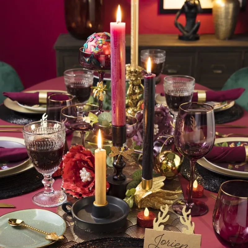 Xenos Wijnglazen-Wijnglas gouden rand - paars - 380 ml