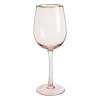 Xenos Wijnglazen-Wijnglas gouden rand - roze - 380 ml