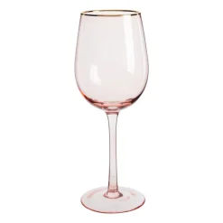 Xenos Wijnglazen-Wijnglas gouden rand - roze - 380 ml