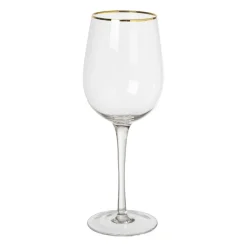 Xenos Bruiloft|Wijnglazen-Wijnglas gouden rand - transparant - 380 ml